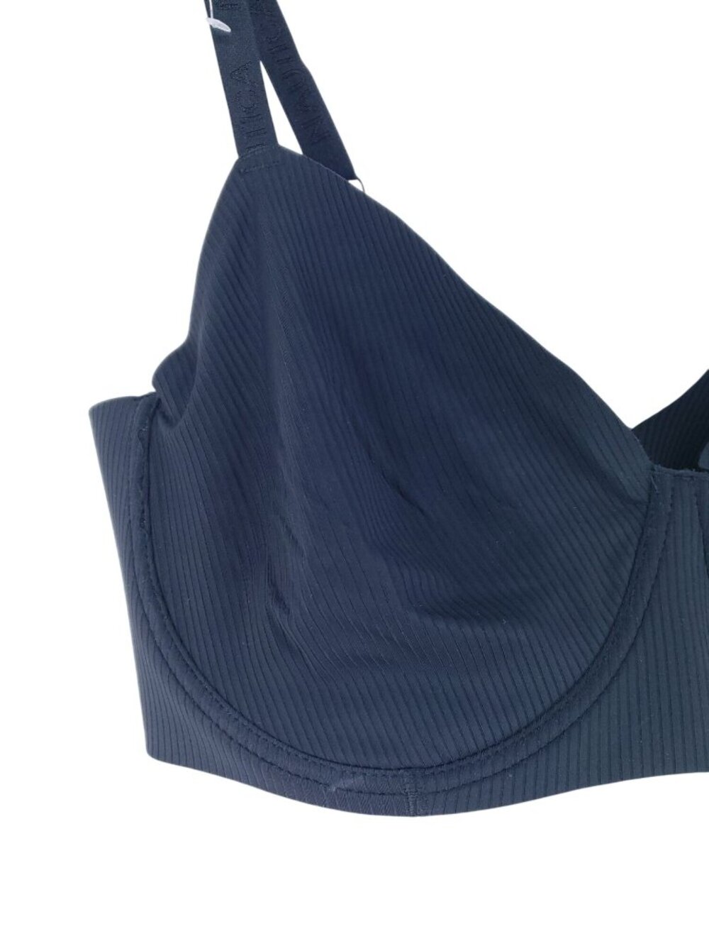 Nautica Intimates Unlined Black Bra Size 40D Adjustable Straps Underwire Ribbed - Picture 4 of 5